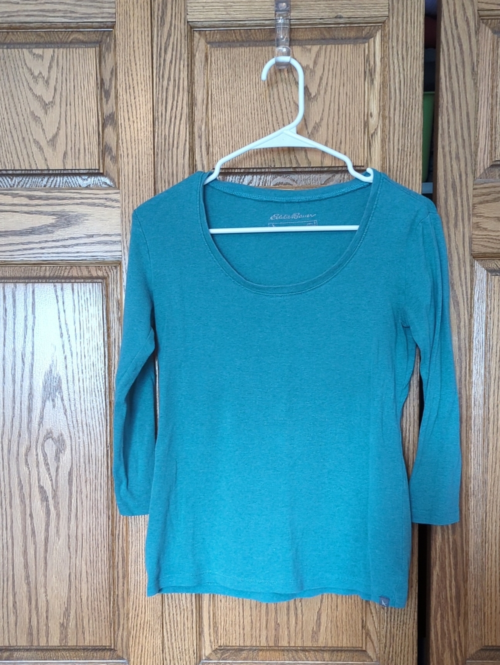 Eddie Bauer Teal Scoop Neck 3/4 Sleeve Top